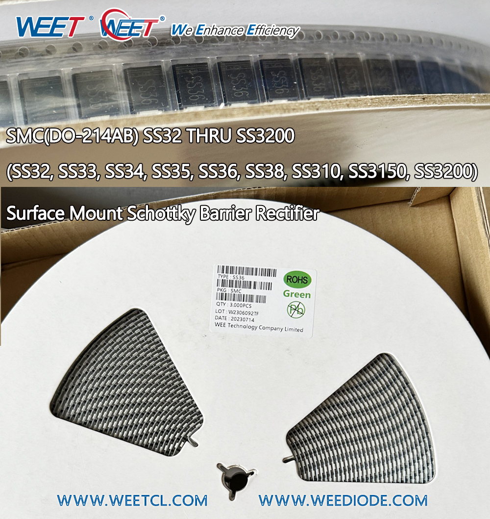 WEET-SMC-DO-214AB-SS32-SS33-SS34-SS35-SS36-SS38-SS310-SS3150-SS3200-Surface-Mount-Schottky-Barrier-Rectifier